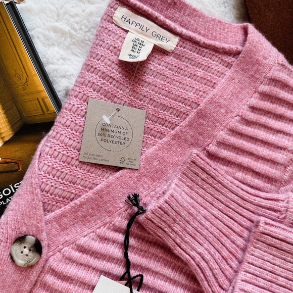 Happily Grey Pink Knitted Sweater Cardigan - Picture 4 of 10